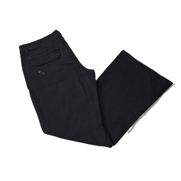 725 Original Vintage 90s Black Low Rise Flare Trousers Womens Size 13 - Picture 6 of 14